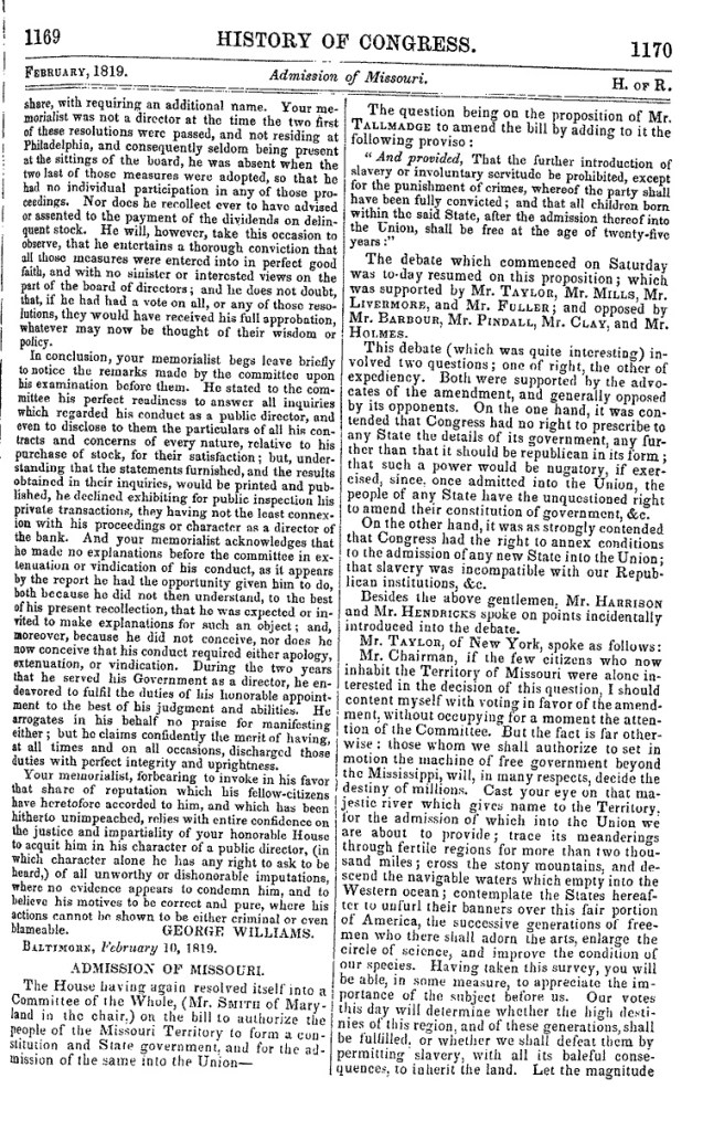 Intervention du représentant Tallmadge

